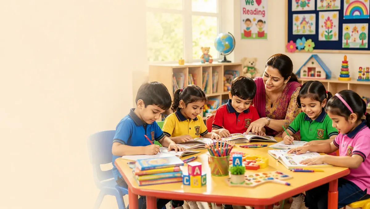 Students studying together at Arya Wonder Kids